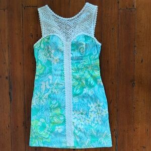 Lilly Pulitzer Sofia Shift Dress in Lagoon Green Wave Rider